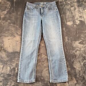 Lee Women's 6P Petite Light Wash Mid Rise Straight Leg Stretch Jeans